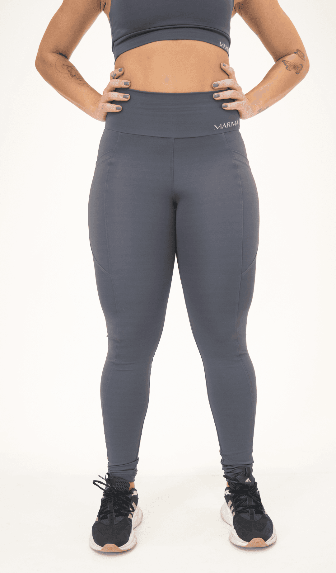 Calça Legging Cinza com Bolso